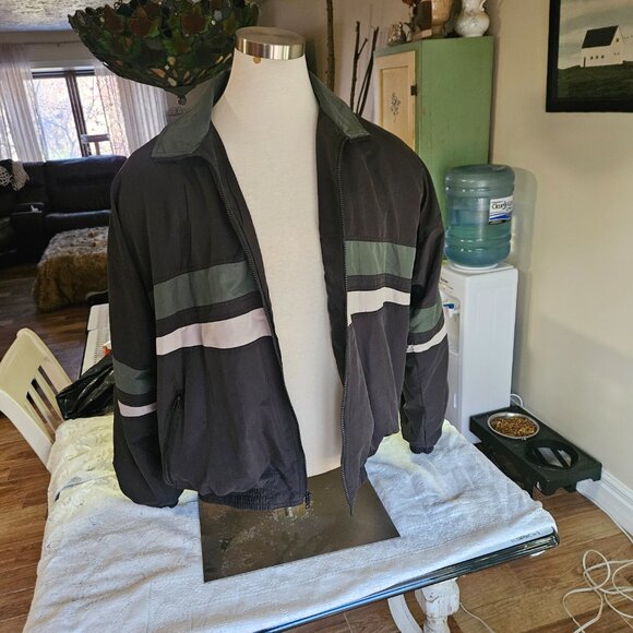Vintage Pierre Cardin Black Green Windbreaker Jacket SIZE XL - Picture 6 of 8